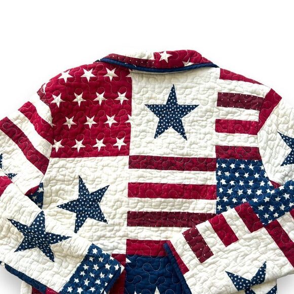 Ozark Mt Quilts American Flag Themed Patchwork Quilted Jacket Women's S - Picture 6 of 9